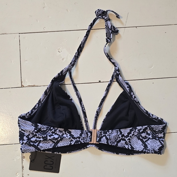 NWT CCX City Chic Greta Snakeskin Print Bikini Top Black Gray 14 - Picture 7 of 10
